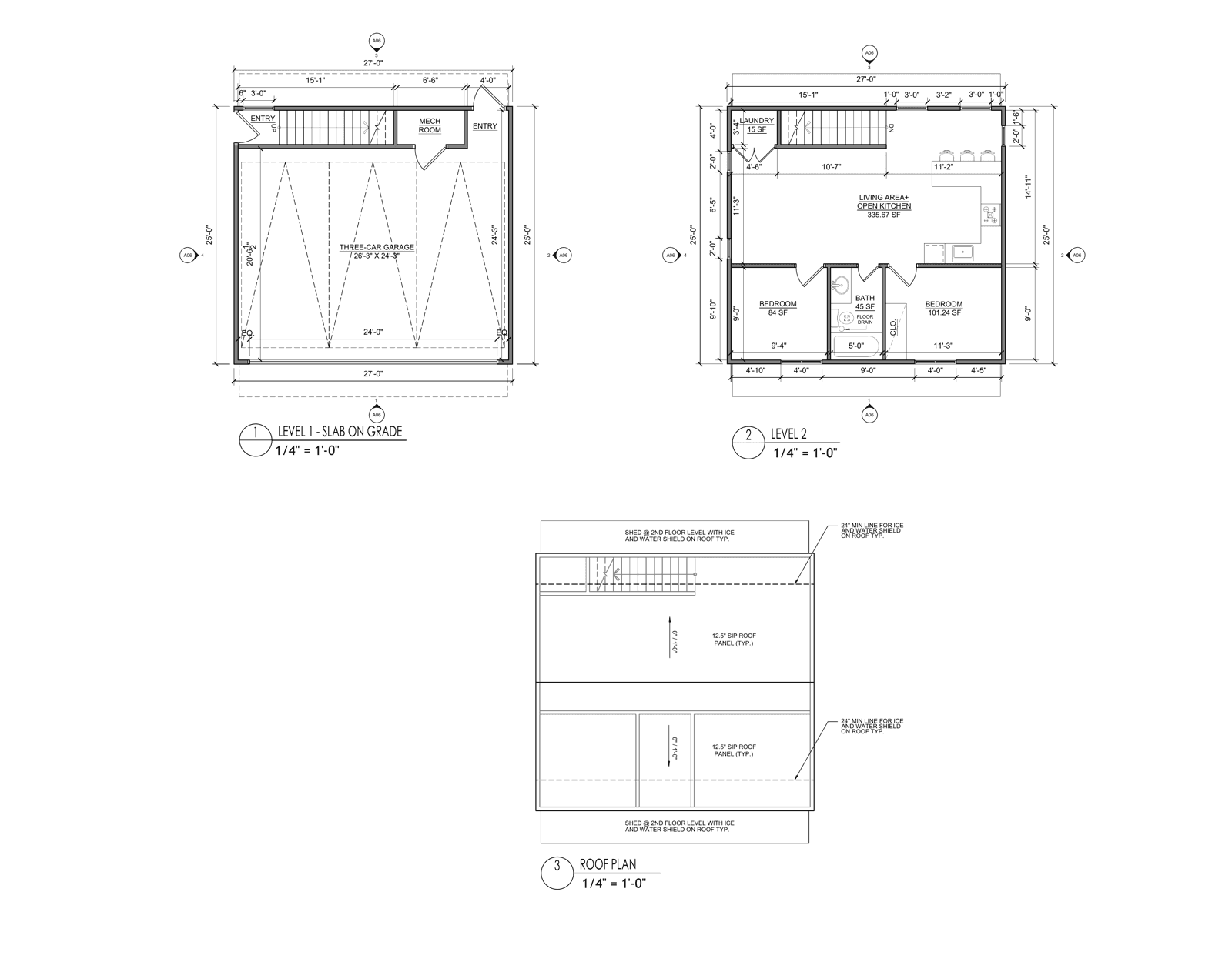 Floor Plans — ADU Above Garage — 2-bed apartment over a 3-car garage